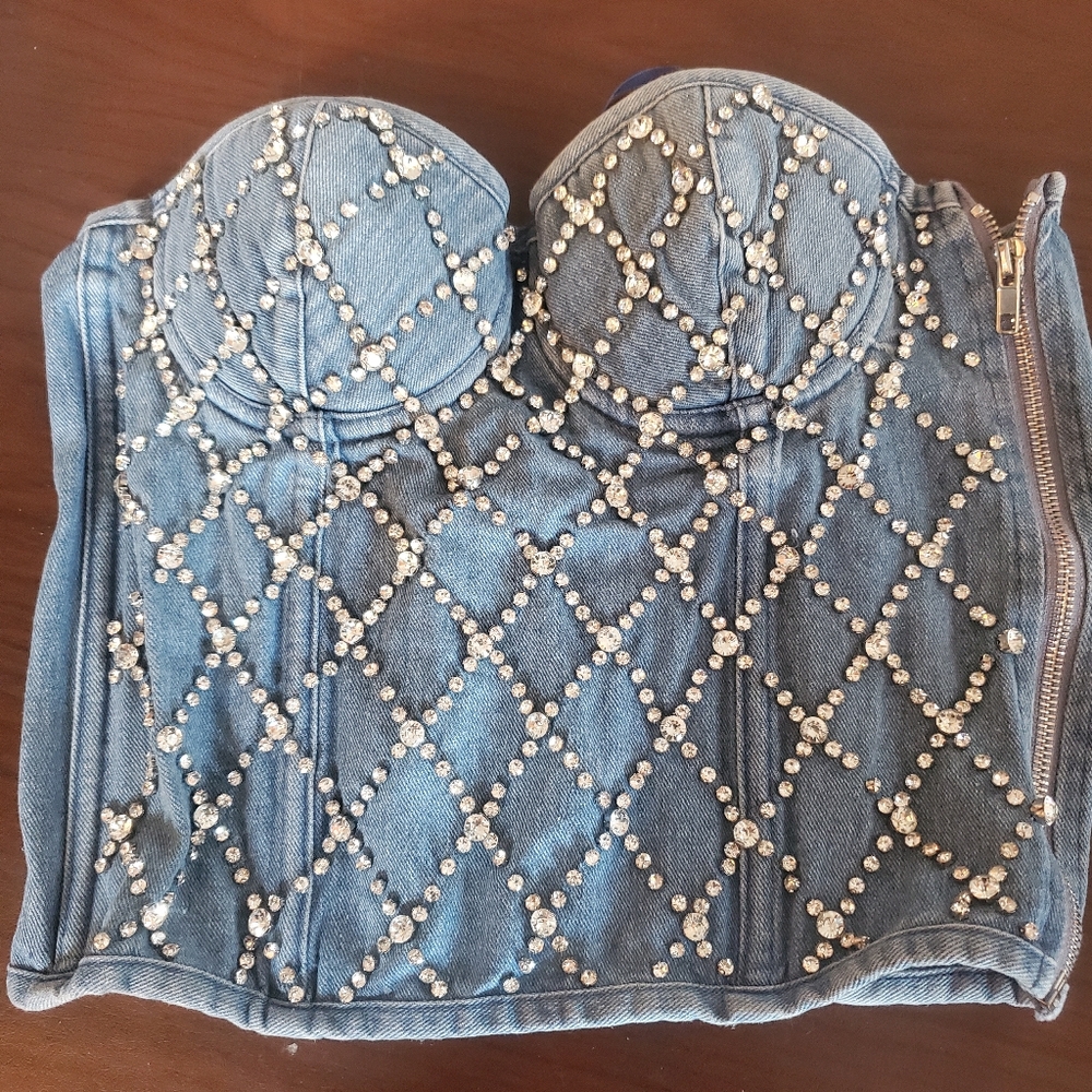Corset jeans with crystal stones small size